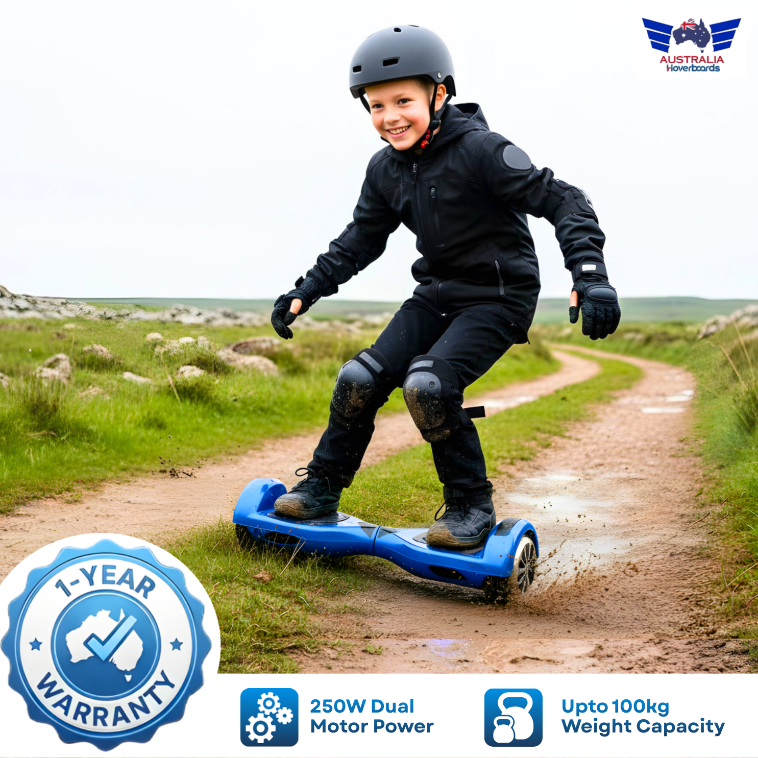 Premium Blue Chrome Hoverboard for Kids and Adults