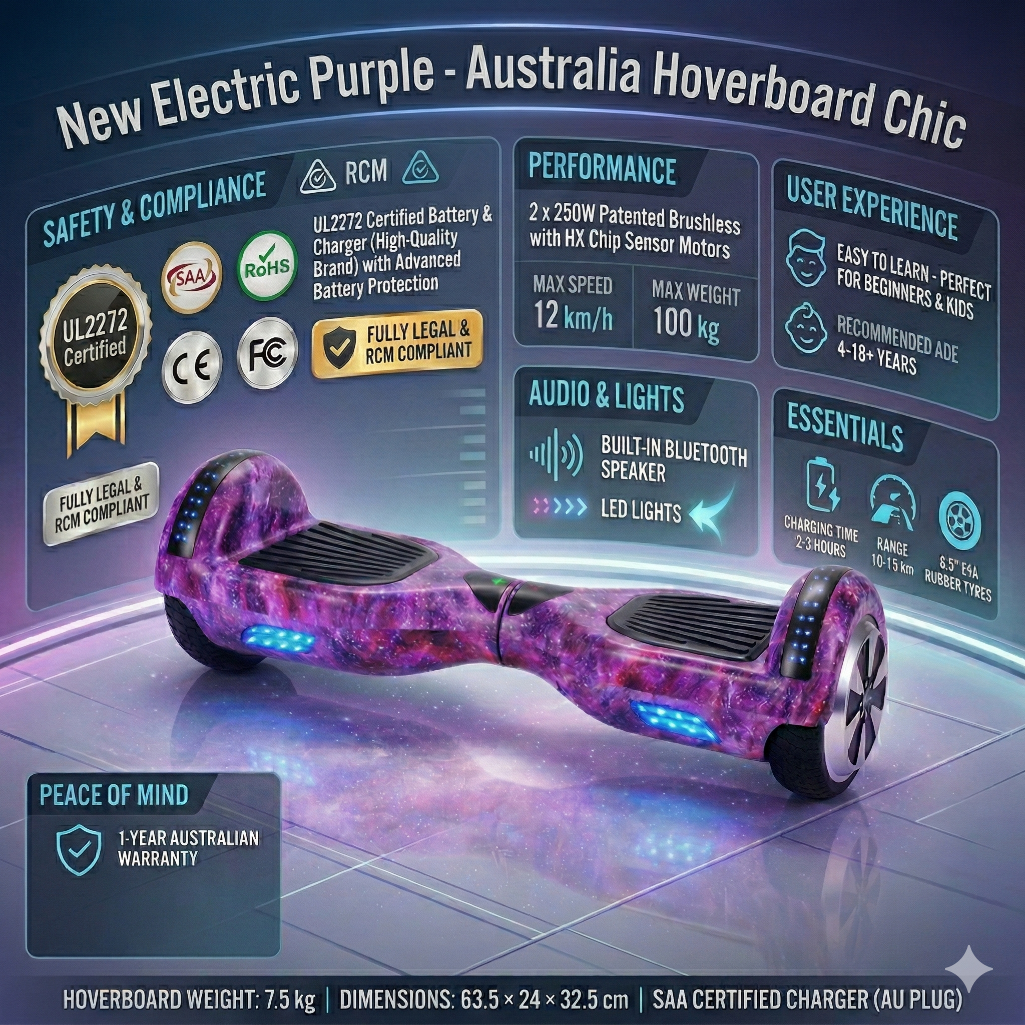 Australia Hoverboards 6.5 Inch Purple Hoverboard
